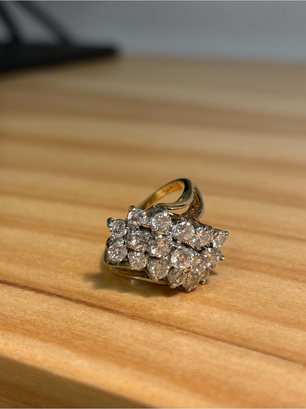 Vintage 14k Gold Cluster Diamond Cocktail Ring